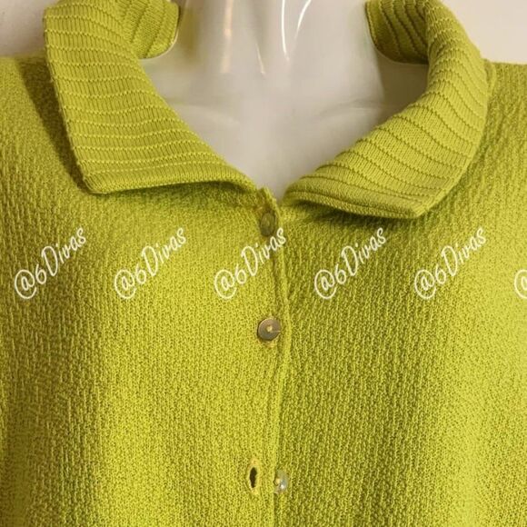 Cotton Cardigan Yellow Jacket Chartreuse Lime Green Sweater - Size L - NEW - Picture 5 of 16